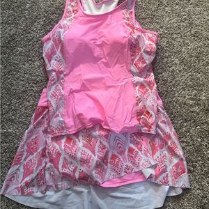 Pink and White Patterned Tennis Dress